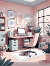 office workplace interior with computer and desk workspace Royalty Free Stock Photo