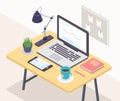 Office workplace - modern vector colorful isometric illustration