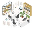 Office workplace - modern vector colorful isometric object set Royalty Free Stock Photo