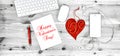 Office Workplace Red Heart Phone Valentines Day decoration Royalty Free Stock Photo