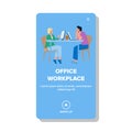 At Office Workplace Work Company Employees Vector
