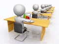 Office workplaces with 3D figures Royalty Free Stock Photo