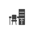 Office workspace desk vector icon