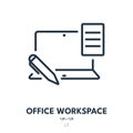 Office Workspace Icon. Workplace, Laptop, Desktop. Editable Stroke. Vector Icon Royalty Free Stock Photo