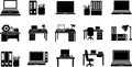 Office and Workspace Icons Set Royalty Free Stock Photo