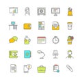 Office workspace vector icons set Royalty Free Stock Photo