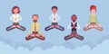 Office yoga group of business people practicing meditation, levitation Royalty Free Stock Photo