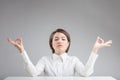 Office zen woman relaxing and meditating Royalty Free Stock Photo