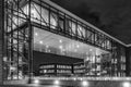 Officebuilding in Zoetermeer, Netherlands with a beautiful architecture by night in black and white Royalty Free Stock Photo