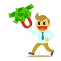 Officeman cartoon and magnet of money