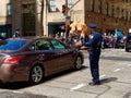 Officer directing traffic in Manhattan New York Royalty Free Stock Photo