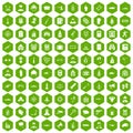 100 officer icons hexagon green