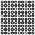 100 officer icons set black circle