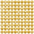 100 officer icons set gold