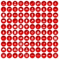 100 officer icons set red