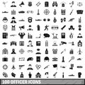 100 officer icons set, simple style