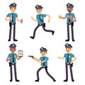 Officer policeman vector cartoon characters isolated. Patrol cops for police concept