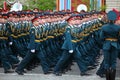 Officer soldiers march on rehearsal of parade