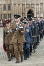 Officers from the army, airforce and navy march Royalty Free Stock Photo