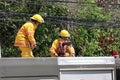 Officers with fire engines extinguishing fires with modern technology 1Jun 66 Nakhon Sawan, Thailand Royalty Free Stock Photo