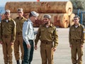 Officers of the IDF talk with a soldier during the formation in Engineering Corps Fallen Memorial Monument in Mishmar David, Israe