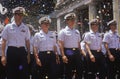 Officers Marching in Ticker Tape Parade, New York City, New York Royalty Free Stock Photo