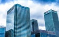 Offices in the financial hub of Canary Wharf at Canada square: HSBC, CITI, JP Morgan, KPMG and Barclays buildings