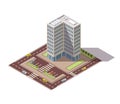Offices isometric. Architecture building facade of business center. Infographic element. Architectural vector 3d Royalty Free Stock Photo
