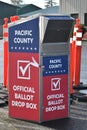 Official Ballot Drop Box, Long Beach, Pacific County, Washington State, with Traffic Pylons