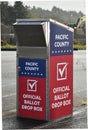 Official Ballot Drop Box, Long Beach, Washington State, Stainless Steel, White on Blue and Red Royalty Free Stock Photo