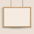 Official beige empty realistic border on wall background. Realistic effect shadow. Cerrificate hanging on the wall