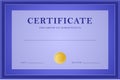 Official blue certificate template, vector illustration