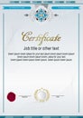 Official certificate with elegant colorful rosette