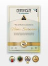 Official certificate with gold design elements. Business clean modern design. Set of Gold emblem. Royalty Free Stock Photo