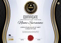 Official certificate. Luxury white black blank. Gold black design elements and black emblem on the white background. Business