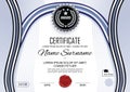 Official certificate. Luxury white black blank. Silver black design elements and black emblem on the white background.