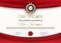 Official certificate with red gold design elements. Modern blank
