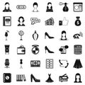 Official clothes icons set, simple style