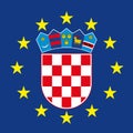 Official coat of arms of the Republic of Croatia on the flag of the EU