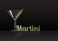 Official cocktail icon, The Unforgettable Dry Martini cartoon illustration