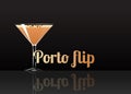 Official cocktail icon, The Unforgettable Porto flip cartoon illustration