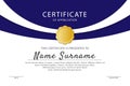 Official dark blue certificate template, vector illustration