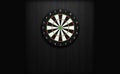 official dart target on dark wooden background - 3D rendering