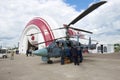 The official delegation inspects the combat reconnaissance-strike helicopter Ka-52. MAKS-2017 Airshow