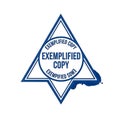 Official exemplified copy stamp seal blue triangle badge mark seal of authenticity Royalty Free Stock Photo