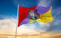 official flag of Ipoh, Perak Malaysia at cloudy sky background o