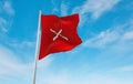 official flag of Regimental Command Brigade Deputy Commander and Garrison Commander Turkey at cloudy sky background on sunset, Royalty Free Stock Photo