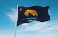 official flag of Reno, Nevada untied states of America at cloudy Royalty Free Stock Photo