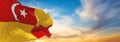 official flag of Selangor Malaysia at cloudy sky background on s