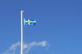 Official flag of Sweden. Cross of yellow strips on blue background